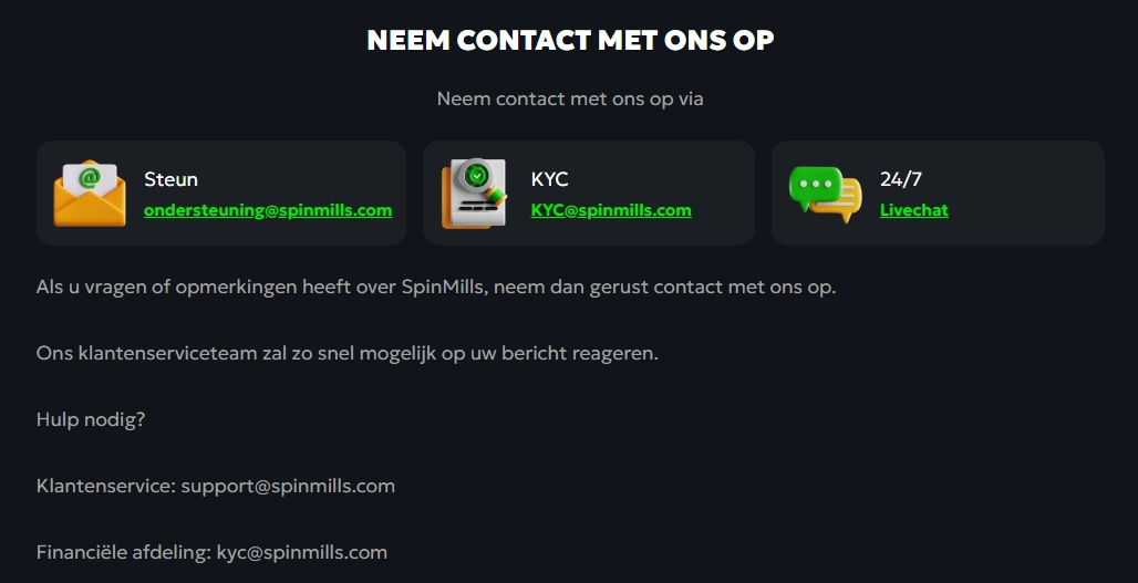 Klantenondersteuning bij SpinMills